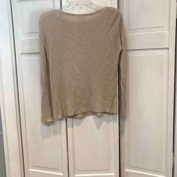 Eileen Fisher Renew collection 100% Linen Light weight tan ribbed sweater- XS - Picture 2 of 5